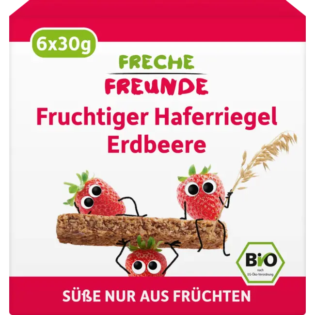 Freche Freunde Fruitreep Haver Aardbei, Vanaf 3 Jaar, (6x30 G) 180 g