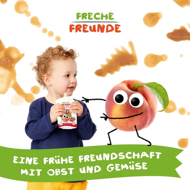 Freche Freunde Quetschie Appel, Perzik, Aardbei & Rode Druif 100g 100 g
