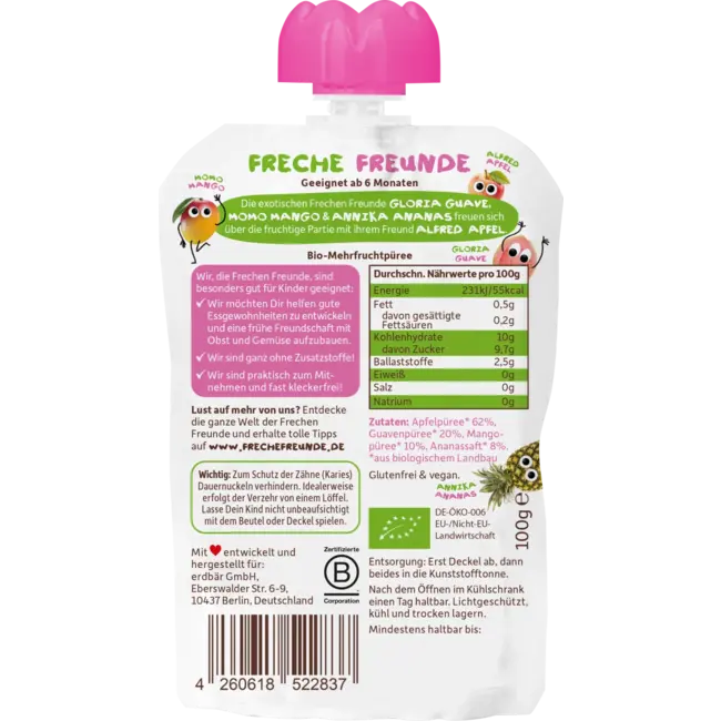 Freche Freunde Quetschie Apfel, Guave, Mango & Ananas 100 g