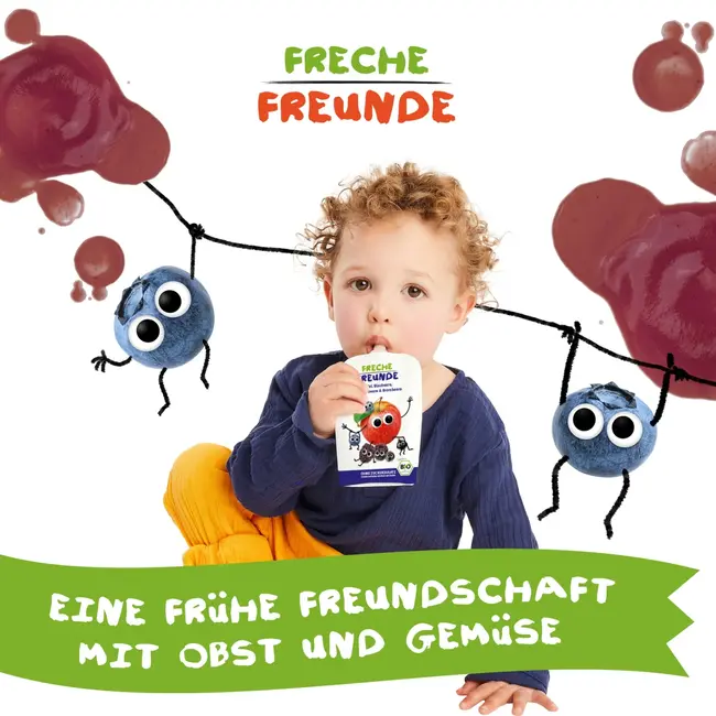 Freche Freunde Quetschie 100% Appel, Bosbes, Aalbes & Braambes Vanaf 1 Jaar 100 g