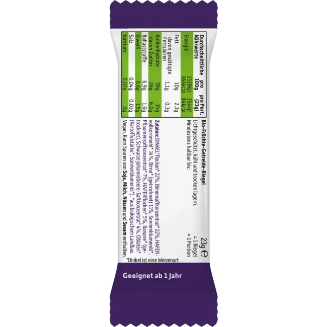 Freche Freunde Fruitreep Met Granen Peer, Pruim & Braambes Vanaf 1 Jaar, 4x23g 92 g