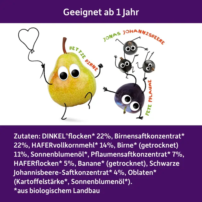 Freche Freunde Fruitreep Met Granen Peer, Pruim & Braambes Vanaf 1 Jaar, 4x23g 92 g