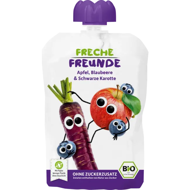 Freche Freunde Knijp 100% Appel, Bosbes & Zwarte Wortel 100g 100 g