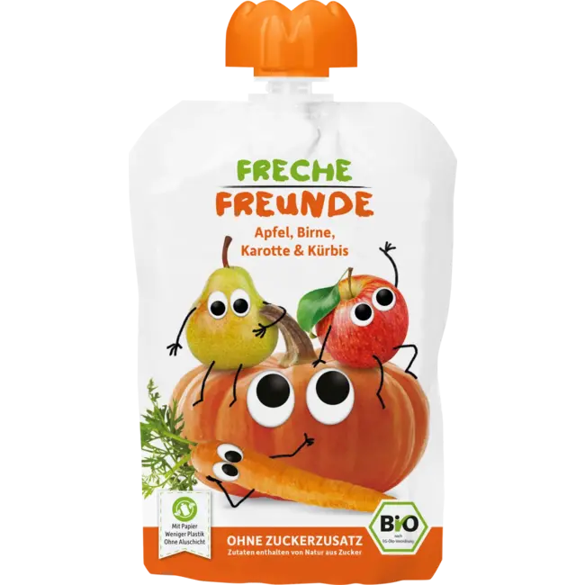 Freche Freunde Knijp 100% Appel, Peer, Wortel & Pompoen Vanaf 1 Jaar 100 g