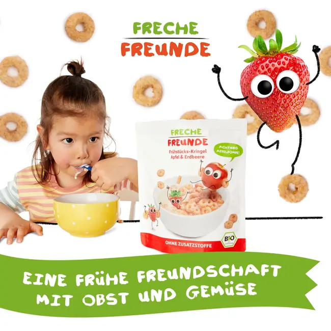 Freche Freunde Kindermuesli Appel & Aardbei Vanaf 1 Jaar 125 g