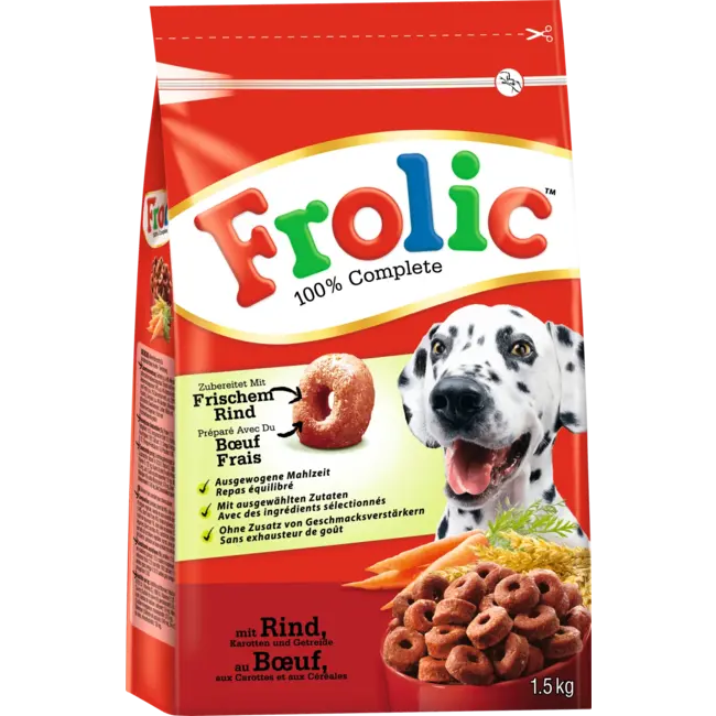 Frolic Droogvoer Hond Met Rundvlees, Wortelen & Granen 1.5 kg