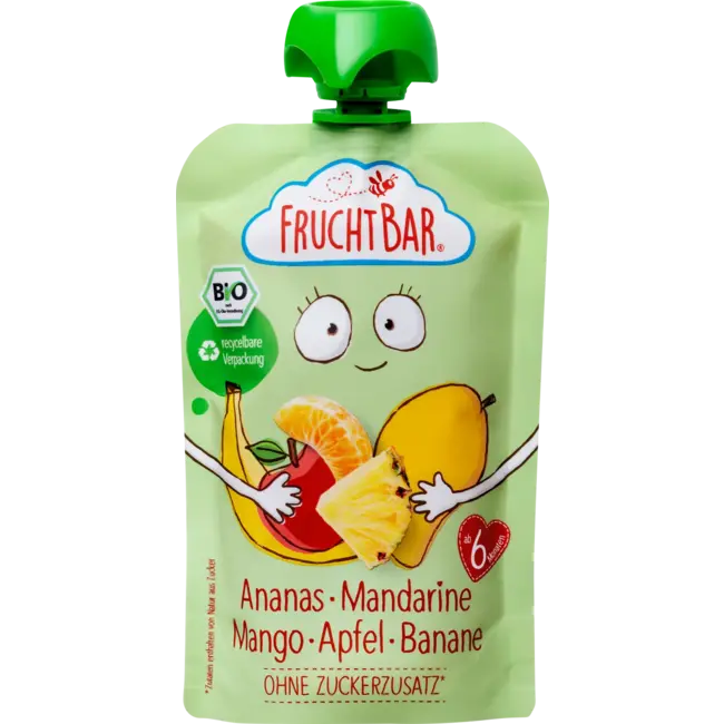 FruchtBar Pers ananas-mandarijn-mango-appel-banaan vanaf 6 maanden 100 g