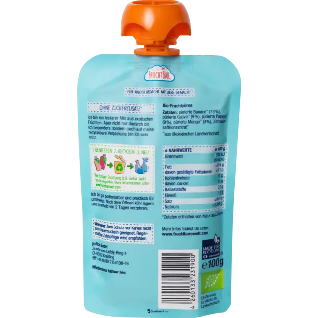 FruchtBar Knijp Guave Papaya Mango Banaan vanaf 6 maanden 100 g