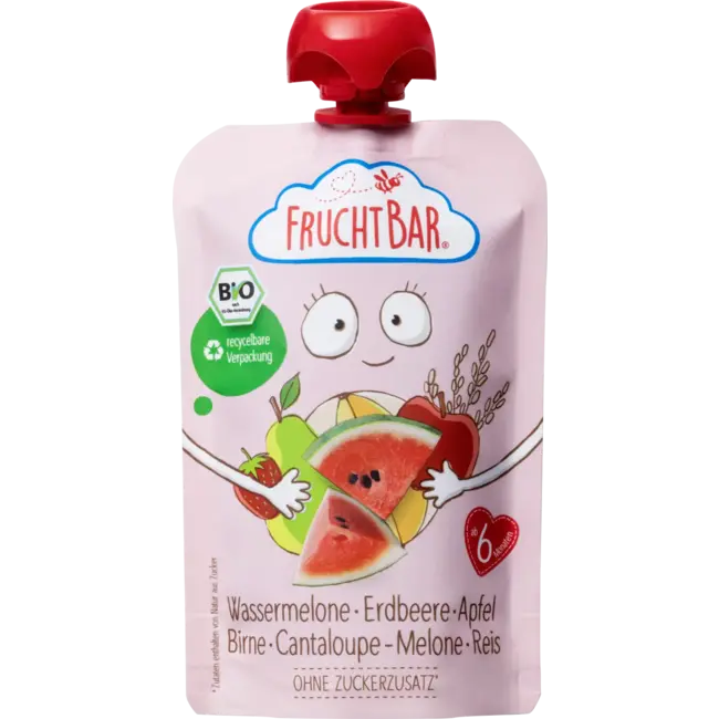 FruchtBar Pers watermeloen, aardbei, appel, peer & rijst vanaf 6 maanden 100 g