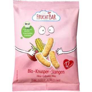 FruchtBar FruchtBar Kindersnack krokante stokjes van gierst, aardbei, mais vanaf 1 jaar