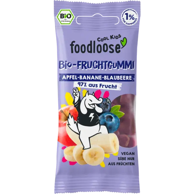 foodloose Fruitgom Appel, Banaan & Bosbes, Vanaf 3 Jaar 30 g