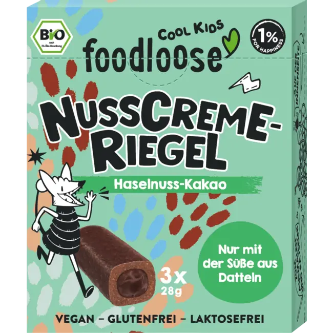 foodloose Cool Kids Notencrème Reepjes Hazelnoot-Cacao Vanaf 3 Jaar 84g