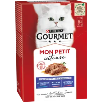 Purina Gourmet Purina Gourmet Natvoer Kat Met Vis, Mon Petit Intense, Multipack (6x50 G)