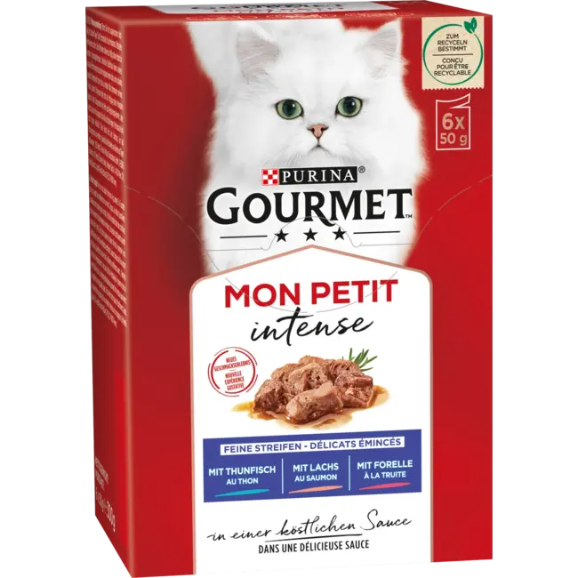 Purina Gourmet Natvoer Kat Met Vis, Mon Petit Intense, Multipack (6x50 G) 300 g