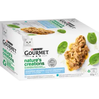 Purina Gourmet Purina Gourmet Natvoer Kat Met Diepzeevis, Spinazie & Rijst, Nature 's Creations, Adult, Multipack (4x85 G)