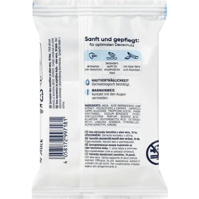 Balea Deodorantdoekjes Sensitive 10 St