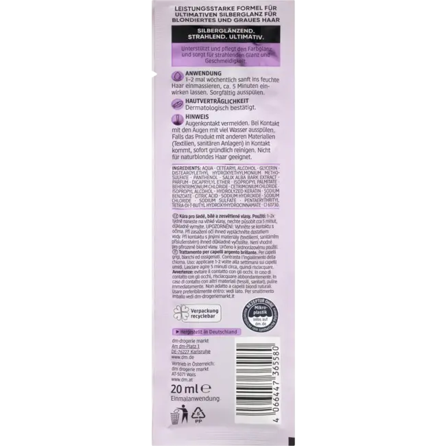 Balea Professional Onmiddellijke Verzorging Kuur Zilverglans 20 ml