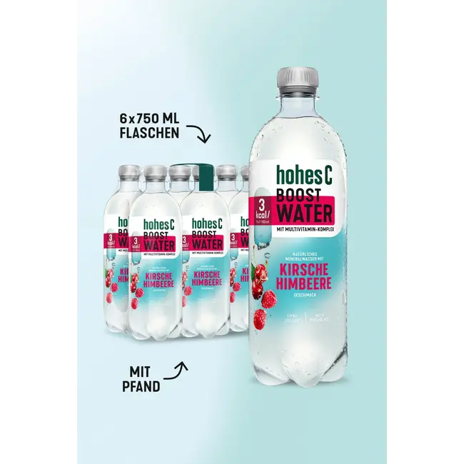 hohes C Natuurlijk Mineraalwater Met Kers Framboos, Functional Boost Water 0.75 l