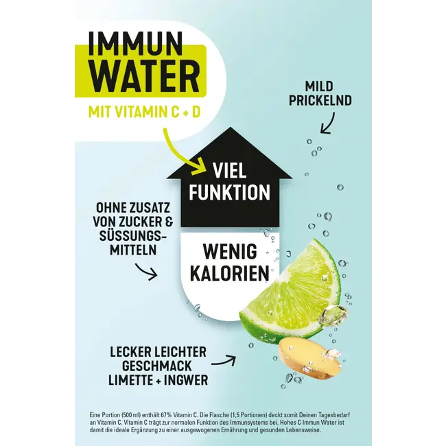 hohes C Natuurlijk Mineraalwater Met Limoen Gember, Immuunwater 0.75 l