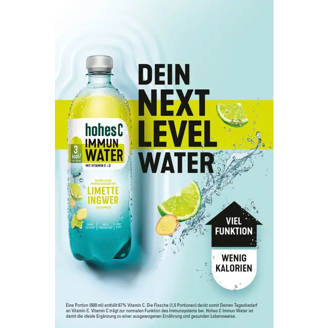 hohes C Natuurlijk Mineraalwater Met Limoen Gember, Immuunwater 0.75 l