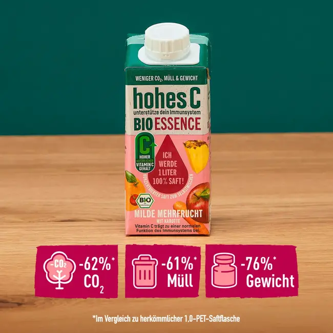 hohes C Sapconcentraat, Bio Essence, Milde Multivrucht Met Wortel 0.2 l