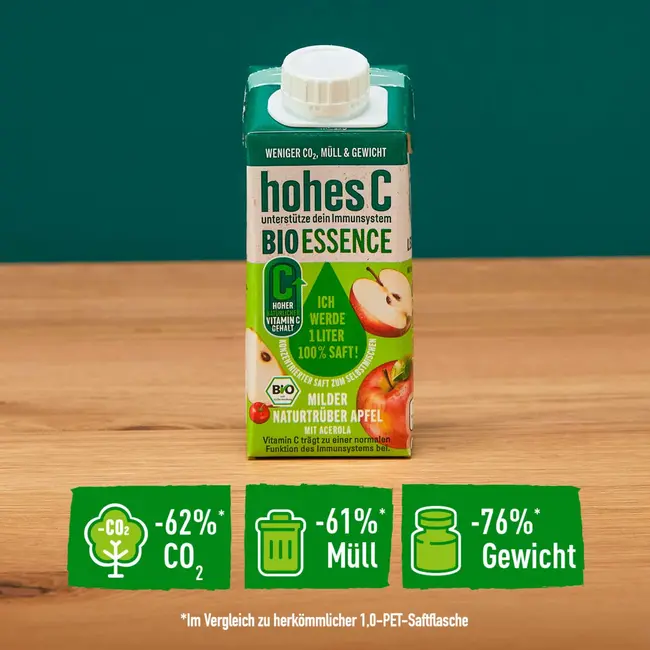 hohes C Sapconcentraat, Bio Essence, Milde, Natuurgetrouwe Appel Met Acerola 0.2 l