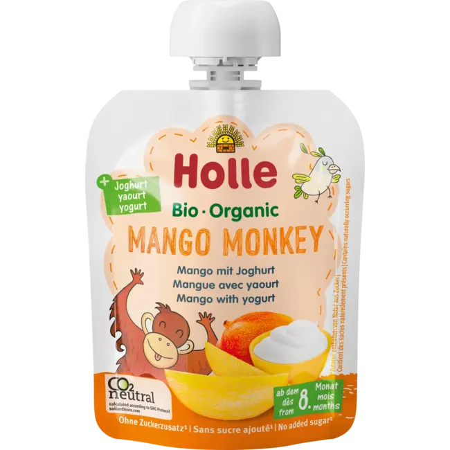 Holle baby food Knijpfruit Mango Monkey Met Yoghurt, Vanaf De 8e Maand 85 g