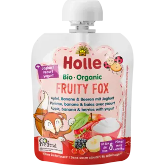 Holle baby food Holle baby food Knijpfruit Fruity Fox Appel, Banaan & Bessen Met Yoghurt V.a. 8 Maanden