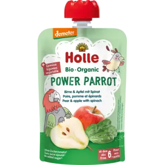 Holle baby food Holle baby food Knijpfruit Power Parrot, Peer Met Appel & Spinazie V.a. 6 Maanden