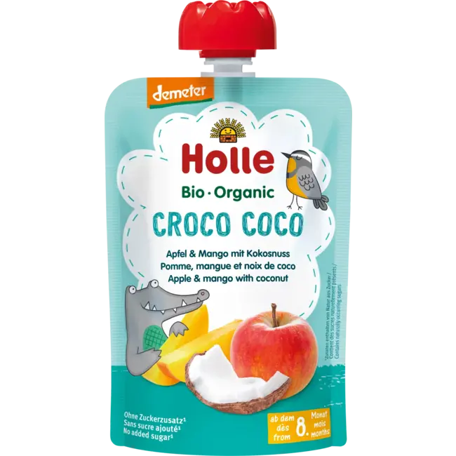 Holle baby food Knijpfruit Croco Coco, Appel & Mango Met Kokosnoot Vanaf 8 Maanden 100 g