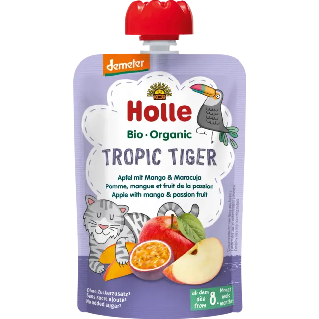 Holle baby food Knijpfruit Tropic Tiger, Appel Met Mango & Passievrucht Vanaf 8 Maanden 100 g