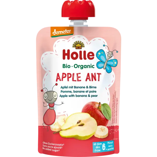 Holle baby food Knijpfruit Apple Ant, Appel Met Banaan & Peer Vanaf 6 Maanden 100 g
