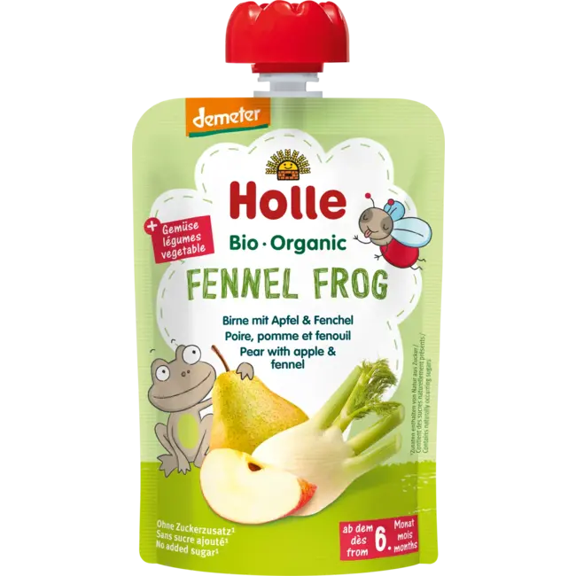 Holle baby food Knijpfruit Fennel Frog, Peer, Appel & Venkel Vanaf 6 Maanden 100 g