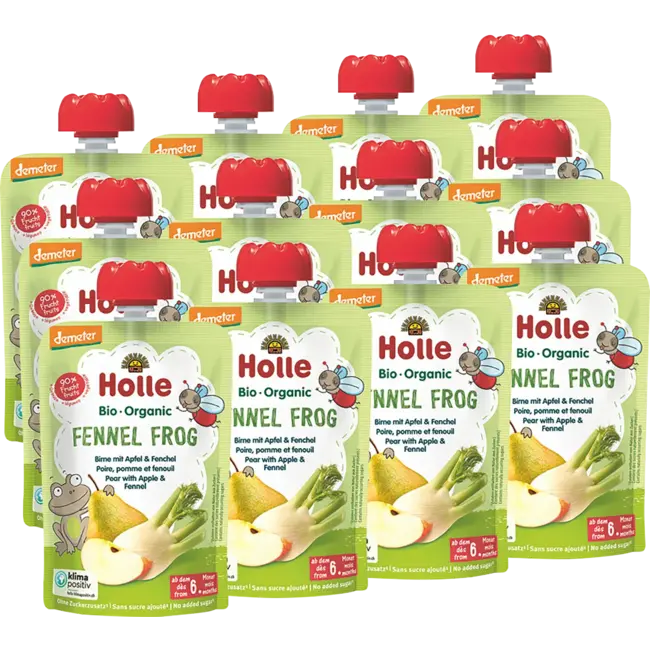 Holle baby food Knijpfruit Fennel Frog, Peer, Appel & Venkel Vanaf 6 Maanden 100 g