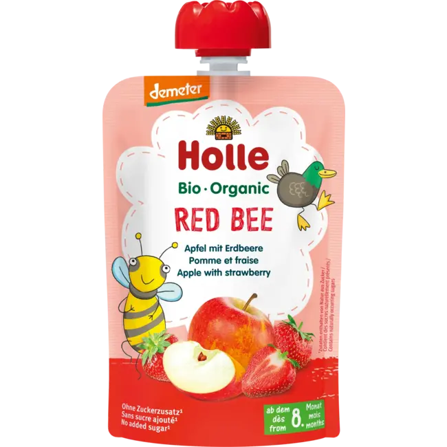 Holle baby food Knijpfruit Red Bee, Appel & Aardbei Vanaf 8 Maanden 100 g