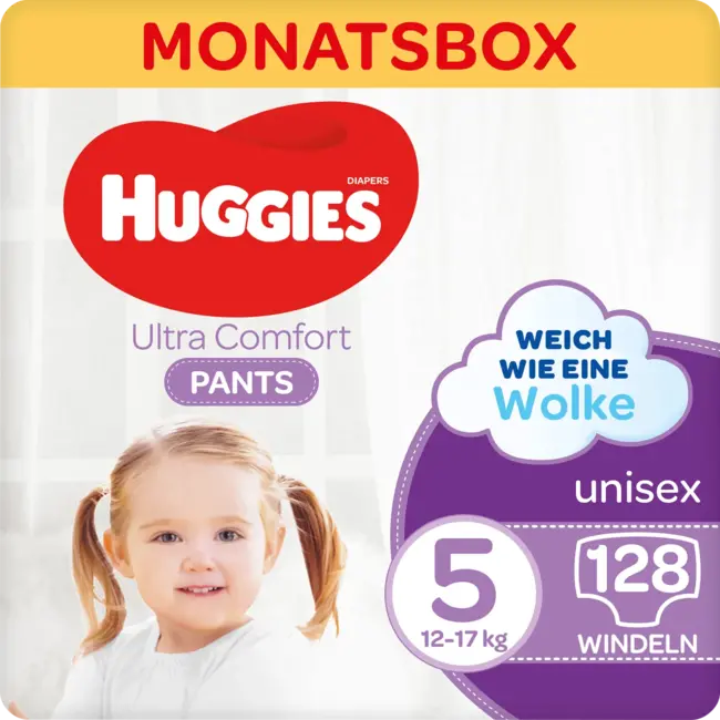 Huggies Ultra Comfort Pants Gr. 5 (12-17 Kg), Maandbox 128 St