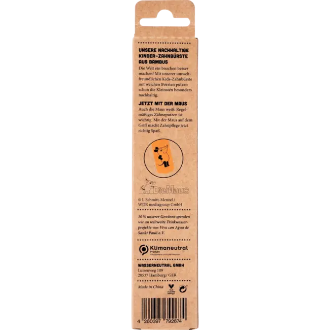 Hydrophil Tandenborstel Kinderen Bamboe "de Uitzending Met De Muis", Zacht Vanaf 3 Jaar 1 St