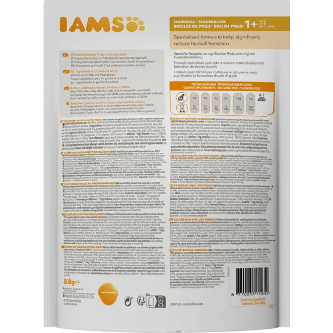 IAMS Droogvoer Kat Haarbal Met Kip, Volwassene 800 g