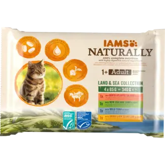 IAMS IAMS Natvoer Katten Land & Sea Collection In Saus Naturally Mix, Adult, Multipack (4x85 G)