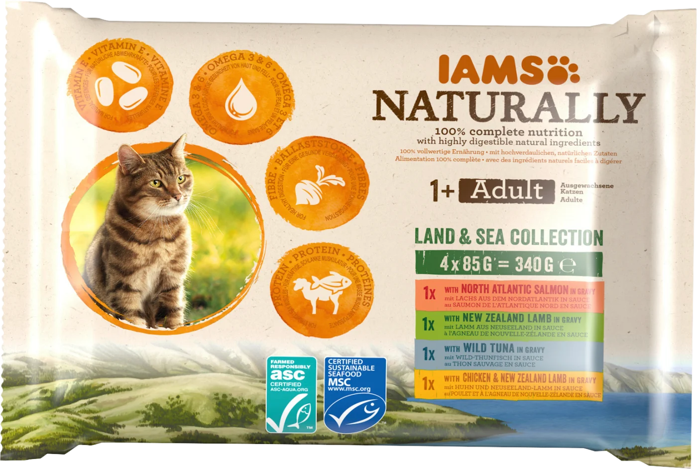 IAMS Delights Land & Sea - Alimento Umido Per Gatti Anziani, 12 Lattine Da 85g In Salsa - Foto 6