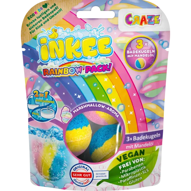 INKEE Badadditief Voor Kinderen Badbom Rainbow Multipack 3 St
