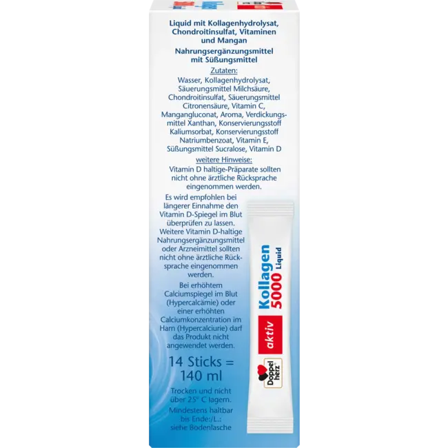 Doppelherz Kollagen 5000 Vloeistof 14 Sticks 140 ml