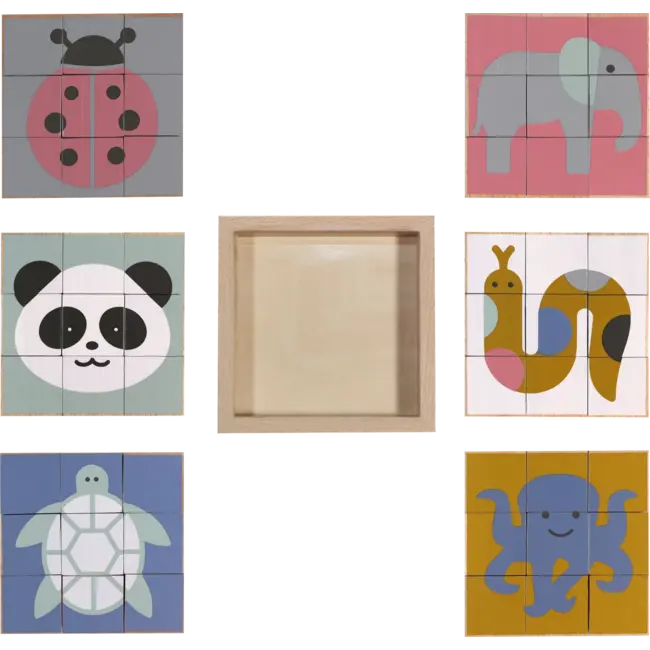 Kindsgut Houten Kubus Puzzel Dieren 1 St