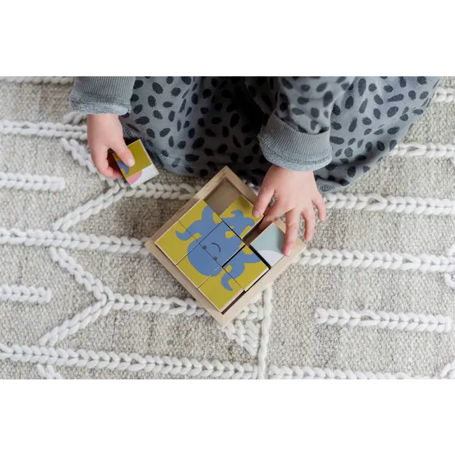 Kindsgut Houten Kubus Puzzel Dieren 1 St