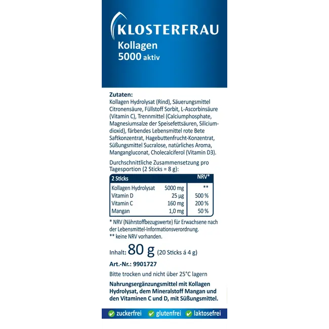 Klosterfrau Collageen 5000 Actief Sticks 20st 80 g