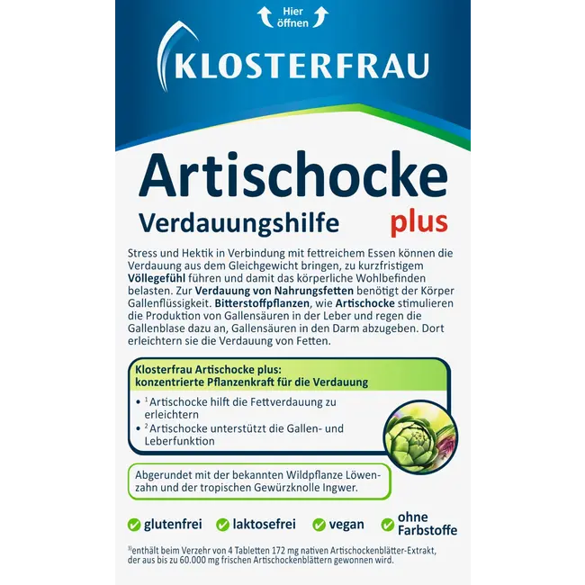 Klosterfrau Artisjok Plus Paardenbloem & Gember 30st 44.5 g