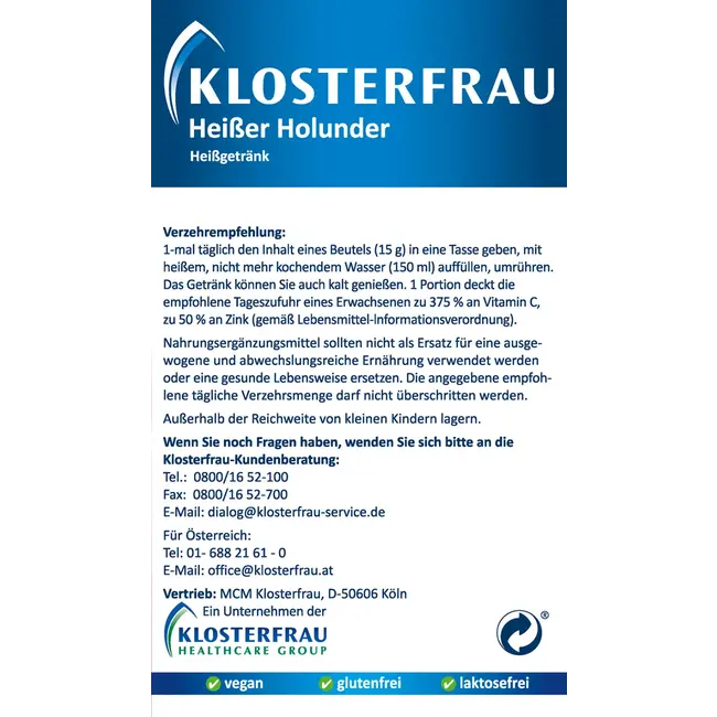 Klosterfrau Hete Vlierbessen Warme Drank Zakjes 10 St. 150 g