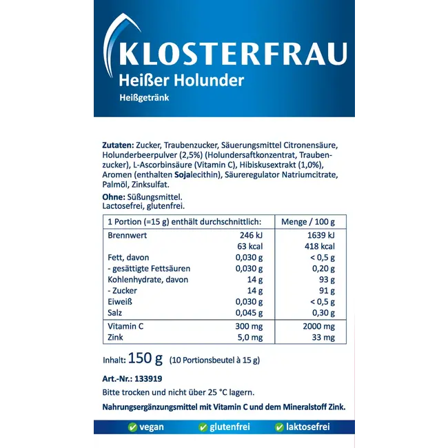 Klosterfrau Hete Vlierbessen Warme Drank Zakjes 10 St. 150 g