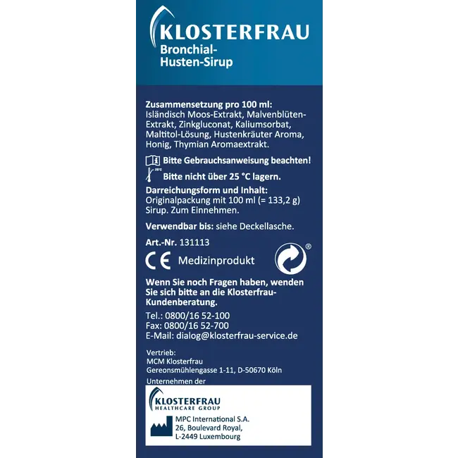 Klosterfrau Bronchiaal-husten-siroop 100 ml