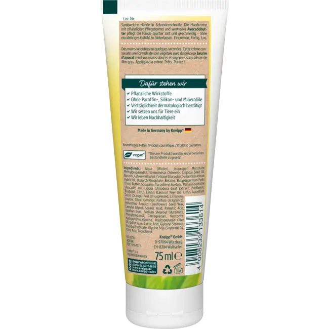 Kneipp Handcrème Seconden Citroenverbena & Avocadoboter 75 ml